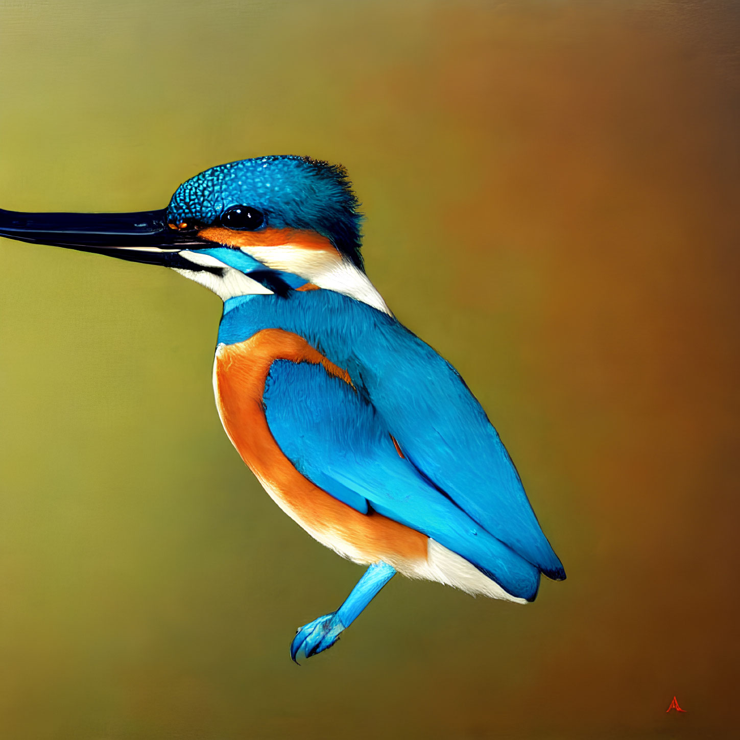 Colorful Kingfisher Painting on Gradient Background