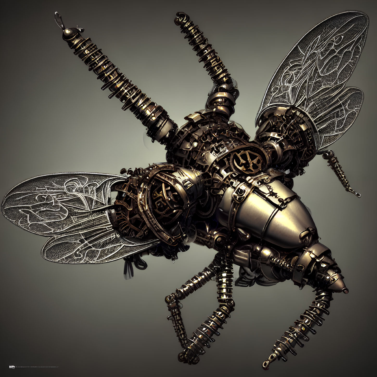 Detailed Steampunk Mechanical Bee Artwork