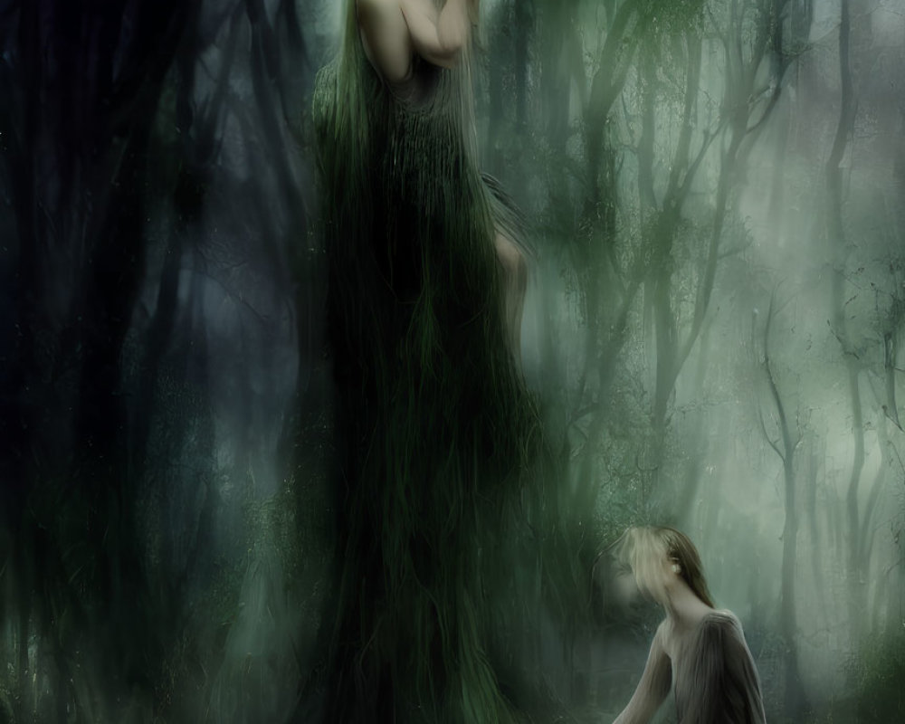 Ethereal fairies in mystical forest scene