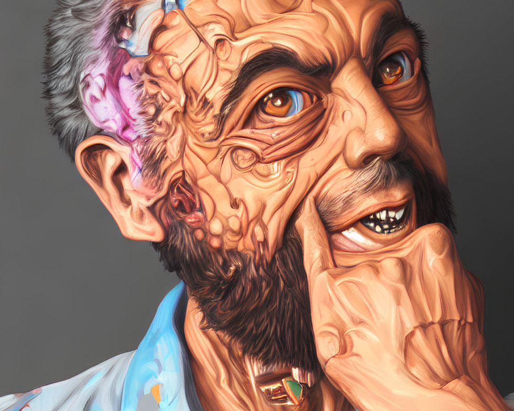 Colorful Brain Portrait with Artistic Elements