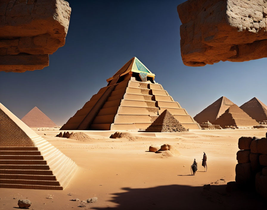 Ancient Pyramid Complex with Desert Landscape