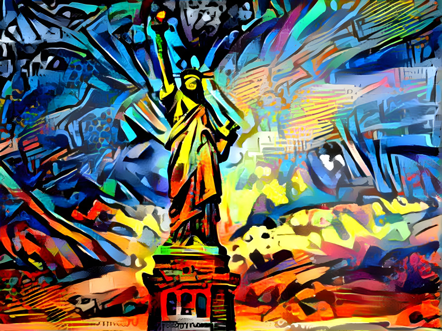 Statue of Liberty styled with graffiti