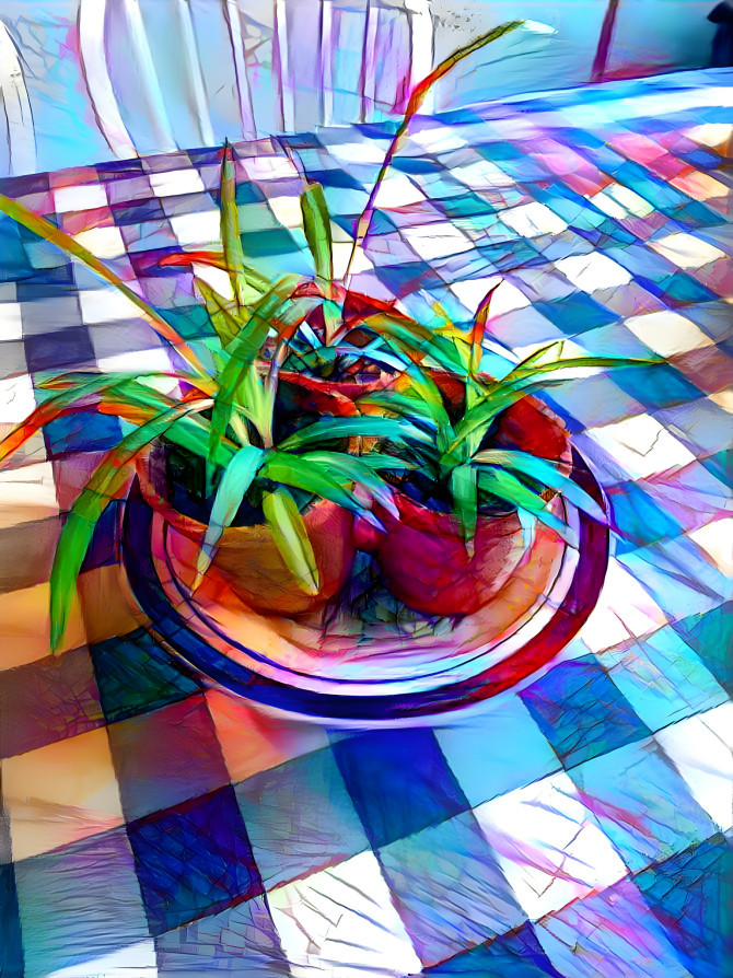 Three Plants on a Checkered Table