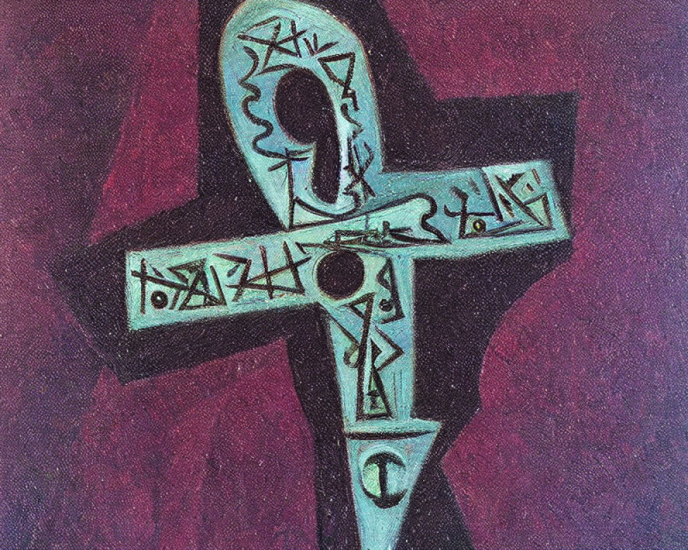 Cross Symbolism in Abstract Crimson Painting