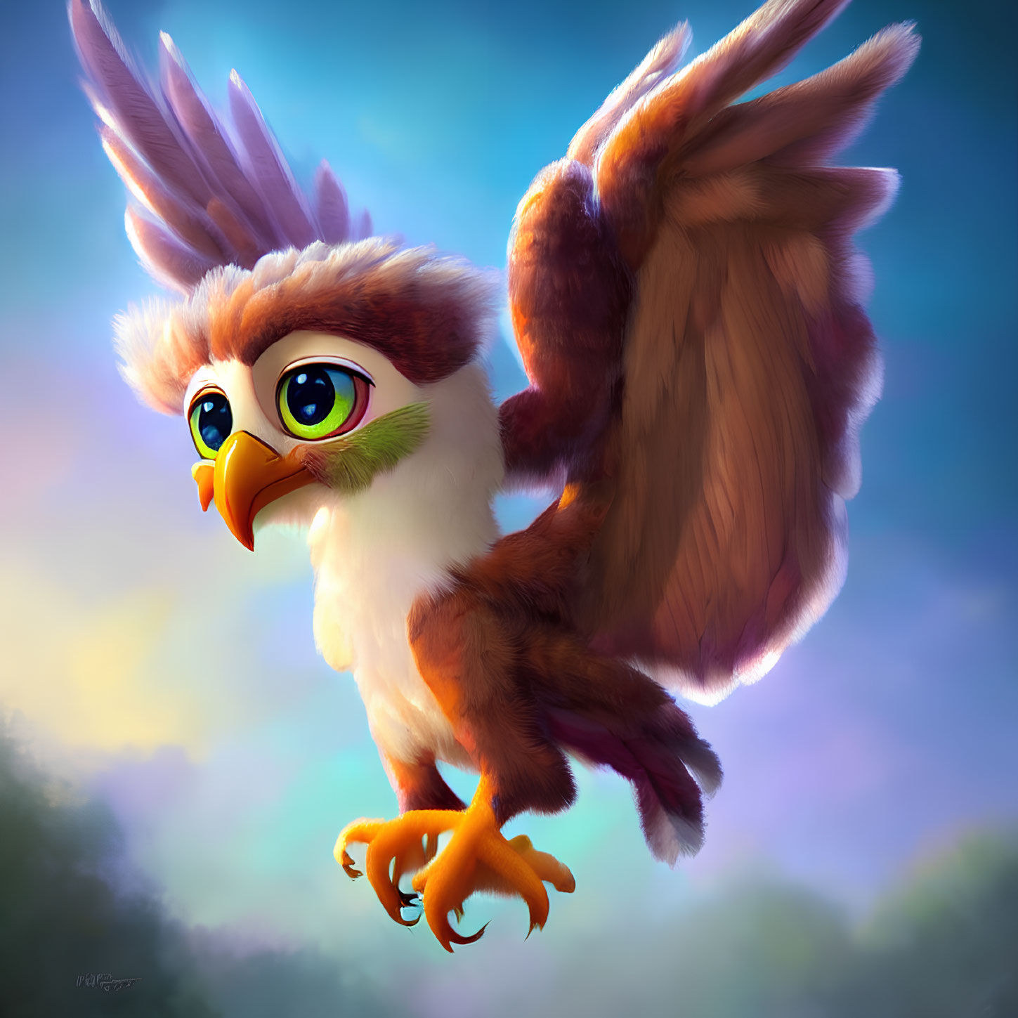 Stylized anthropomorphic owl illustration with large eyes