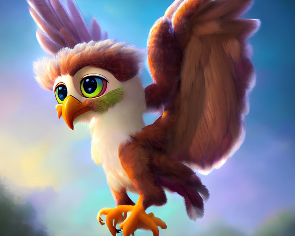 Stylized anthropomorphic owl illustration with large eyes