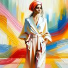 Colorful digital art: stylized woman in robe