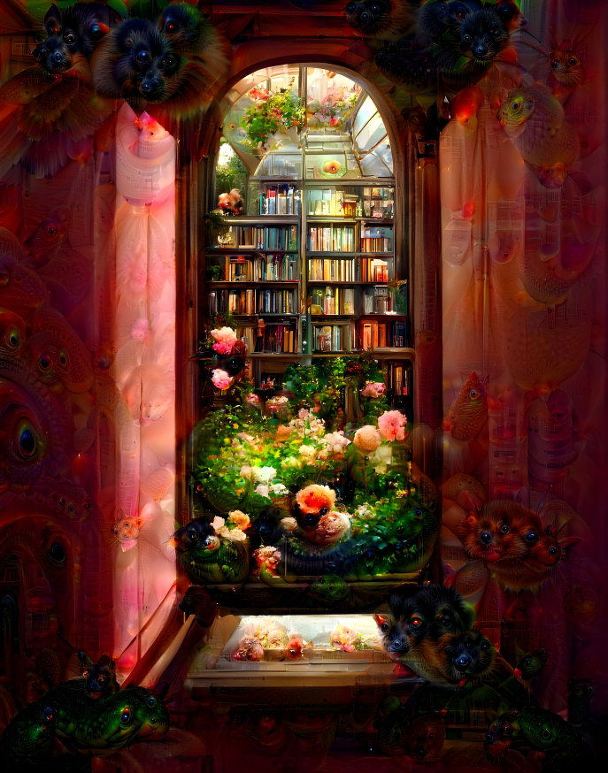 Library Window with Roses 