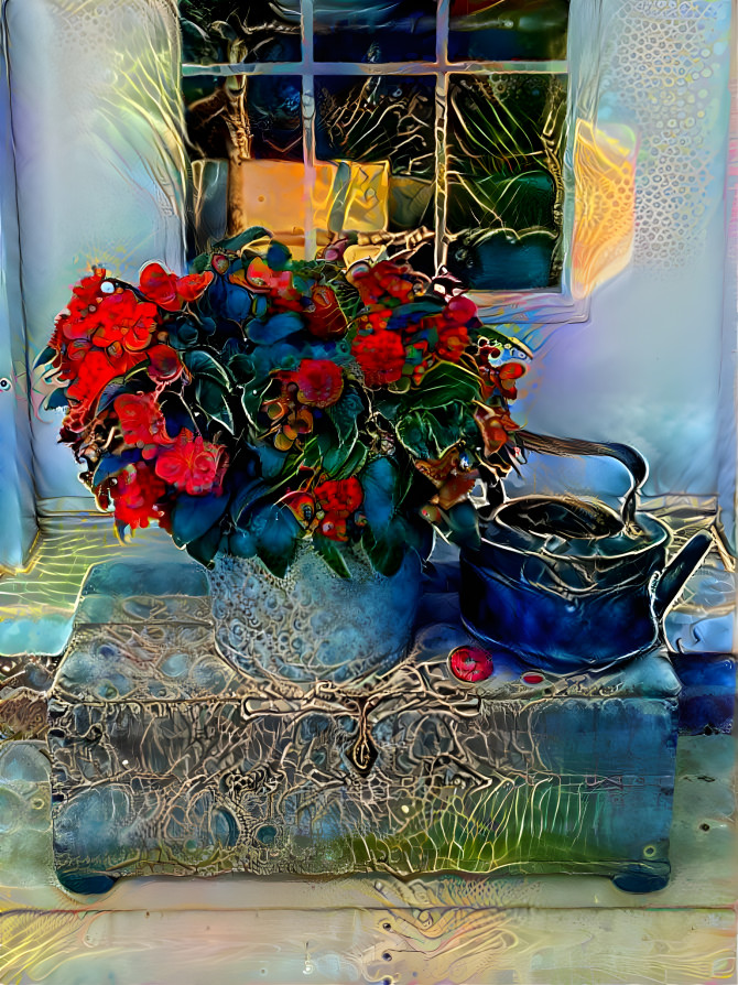 Flowers and Kettle