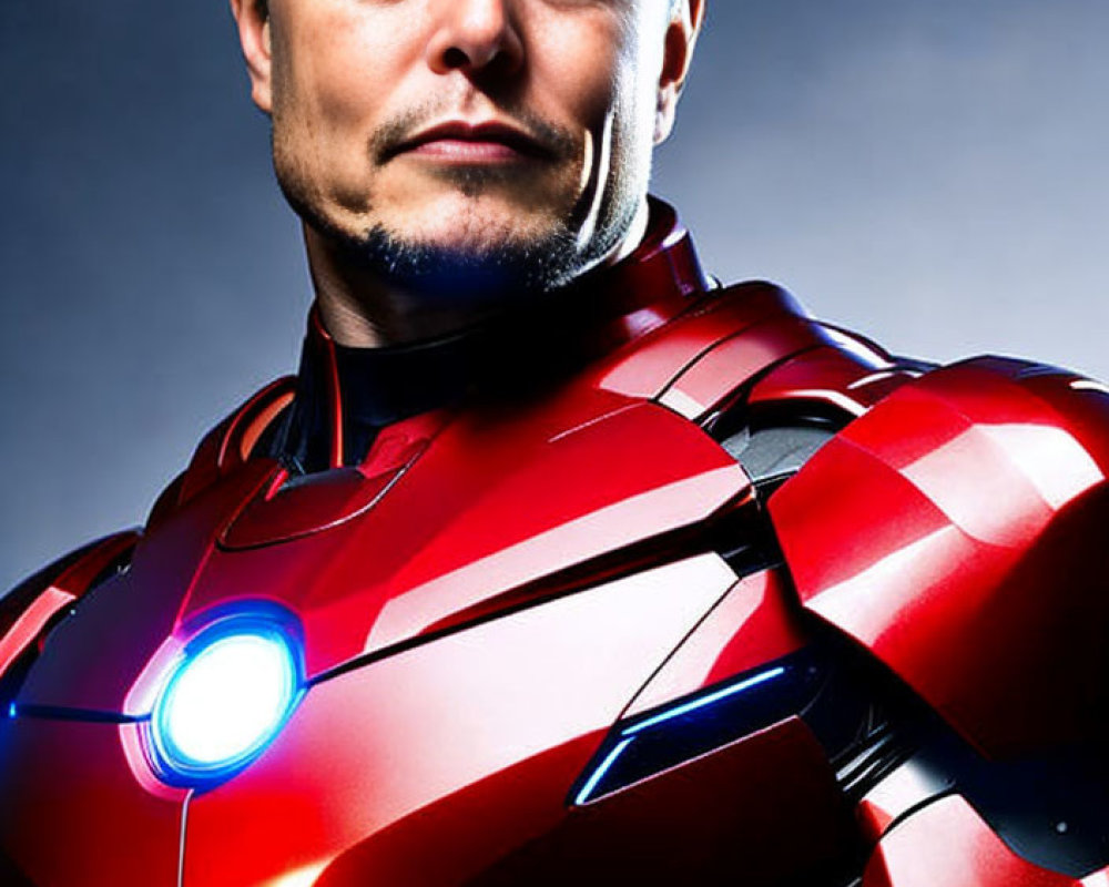 Arc Reactor Glowing on Iron Man Suit in Dark Background