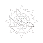 Symmetrical geometric mandala with overlapping lines on white background