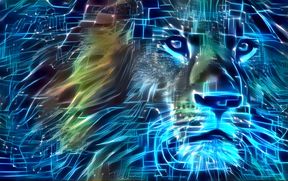 Lion Blue Abstract