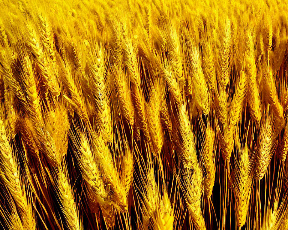 Ripe golden wheat field under vibrant yellow sky