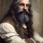 Elderly man with white beard in fur-trimmed robe and gold medallion