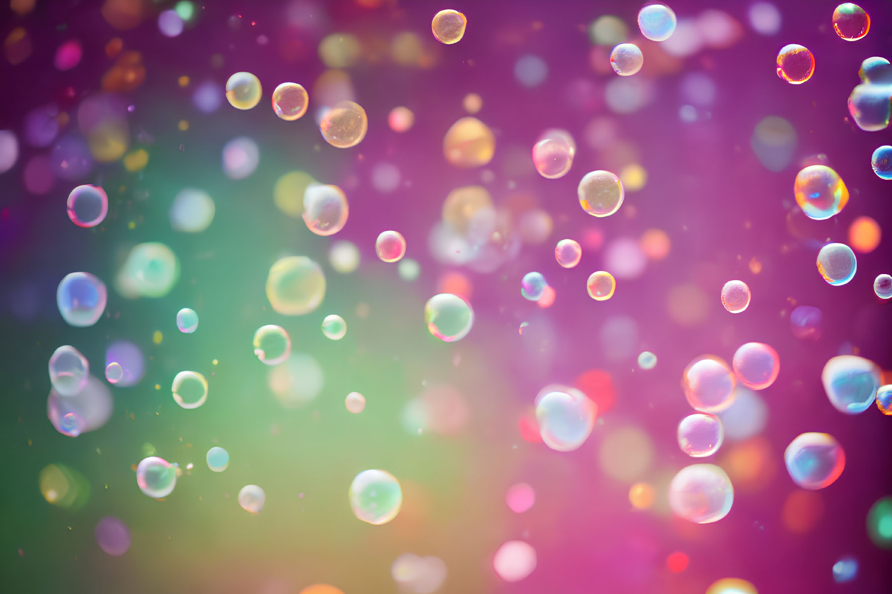 Vibrant bokeh background with floating bubbles in pink, purple, green, and blue hues