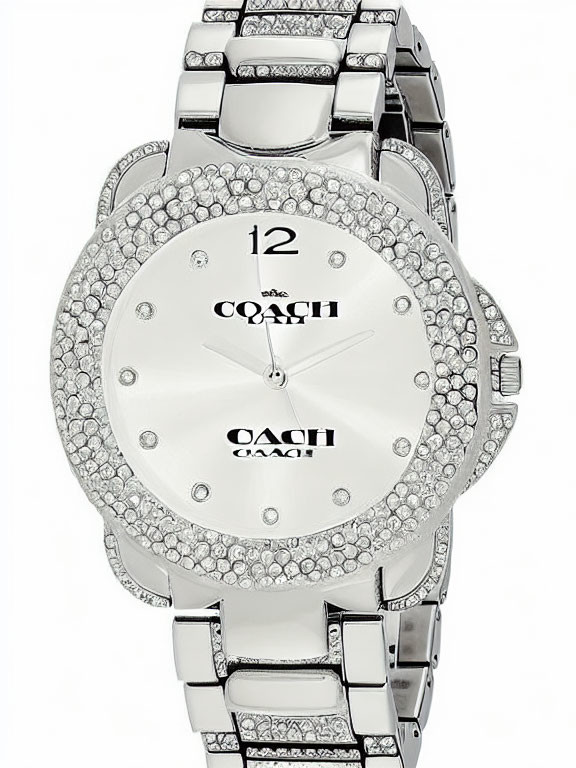 Silver-tone Wristwatch with White Dial and Sparkling Embellishments