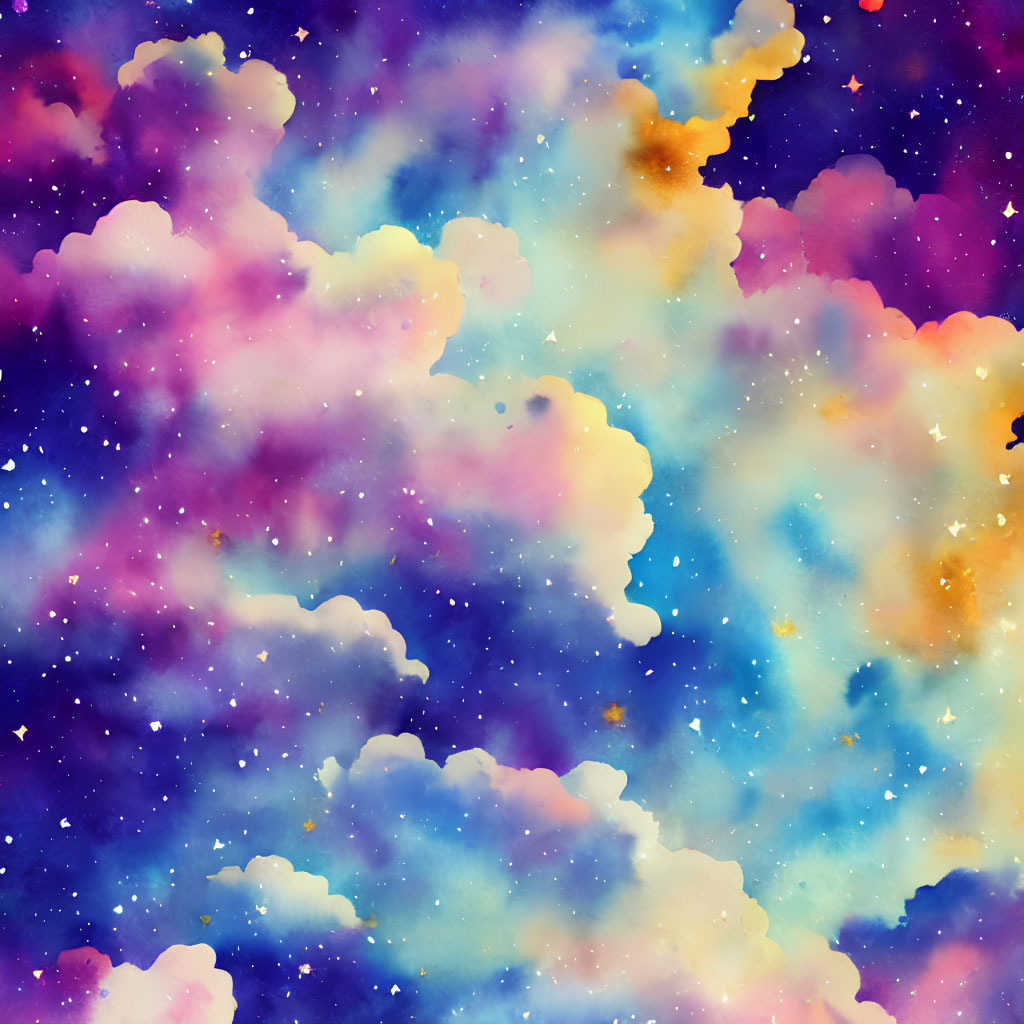 Colorful Cosmic Background with Pink, Blue, and Purple Nebula Pattern