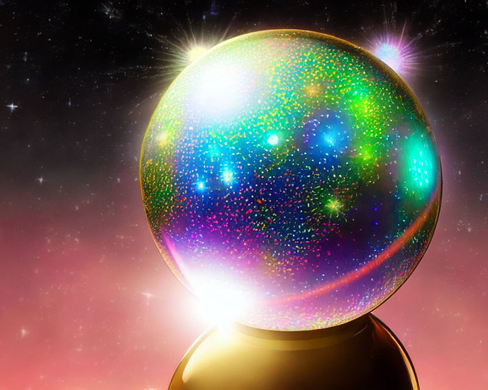 Colorful Crystal Ball Illuminated in Cosmic Space