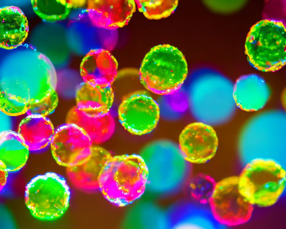 Colorful Light Reflections on Translucent Bubbles: Abstract Bokeh Effect