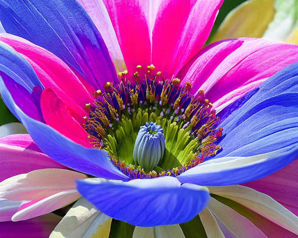 Multicolored Flower with Detailed Center and Stamens