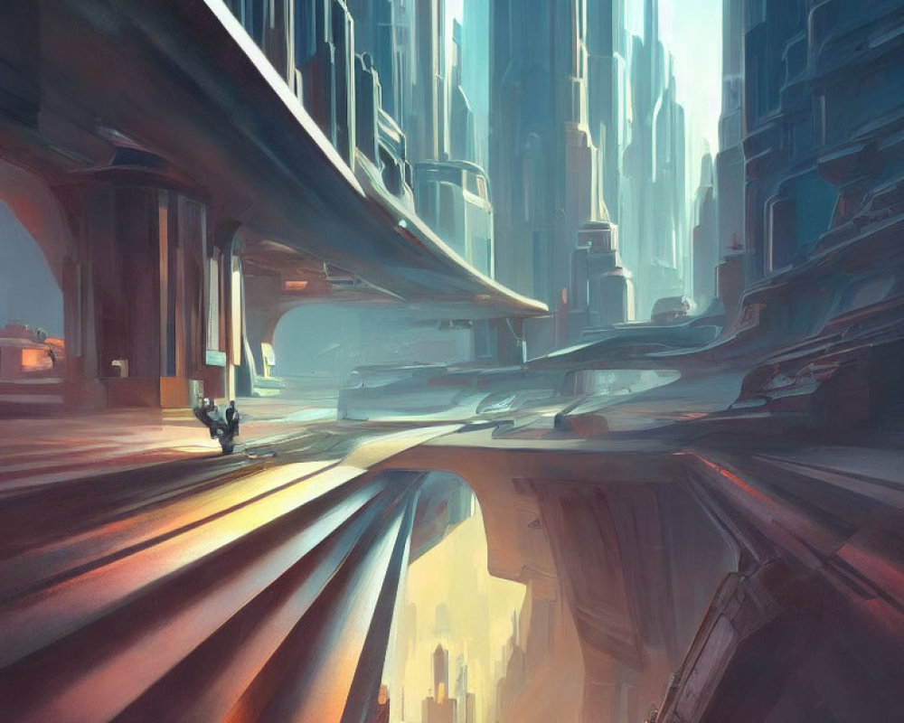 Futuristic Cityscape with Towering Skyscrapers and Advanced Architecture