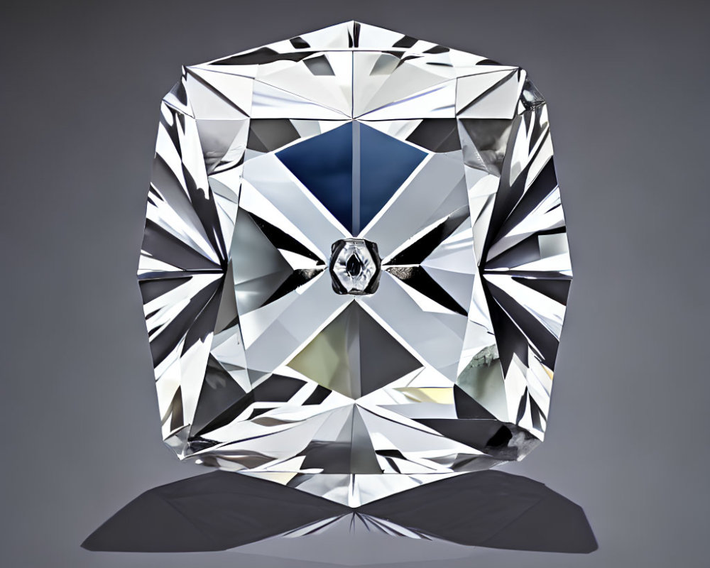 Faceted Radiant Cut Diamond on Grey Background