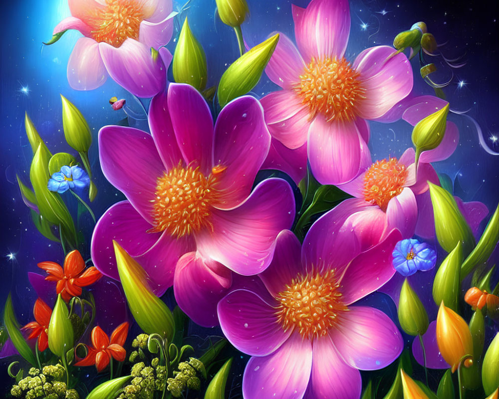 Colorful Cosmic Flower Artwork in Starry Space