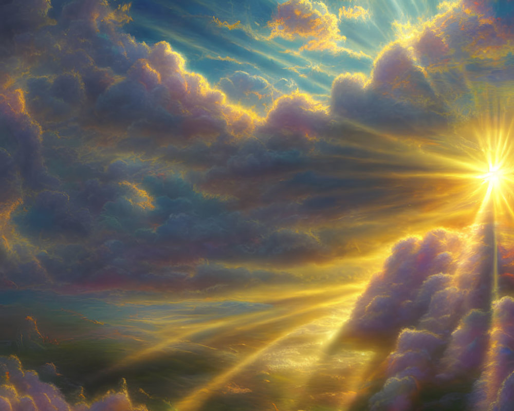 Majestic sunrise through dramatic cloudscape