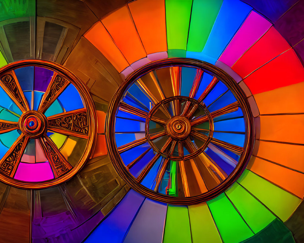 Colorful Spiral Staircase with Spectrum Ceiling in Mesmerizing Symmetry