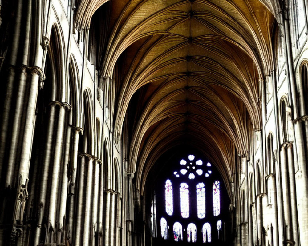 Gothic Cathedral Interior with Ribbed Vaulted Ceilings