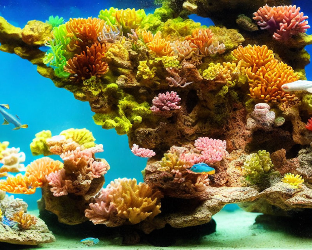 Colorful Coral and Fish in Vibrant Aquarium Display