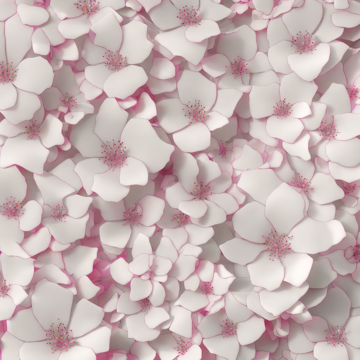 Pale Pink Cherry Blossoms Pattern on White Background