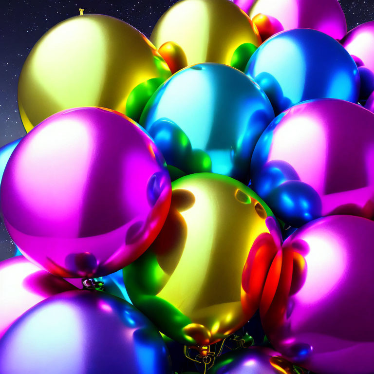 Colorful Cluster of Glossy Balloons for Party Celebration