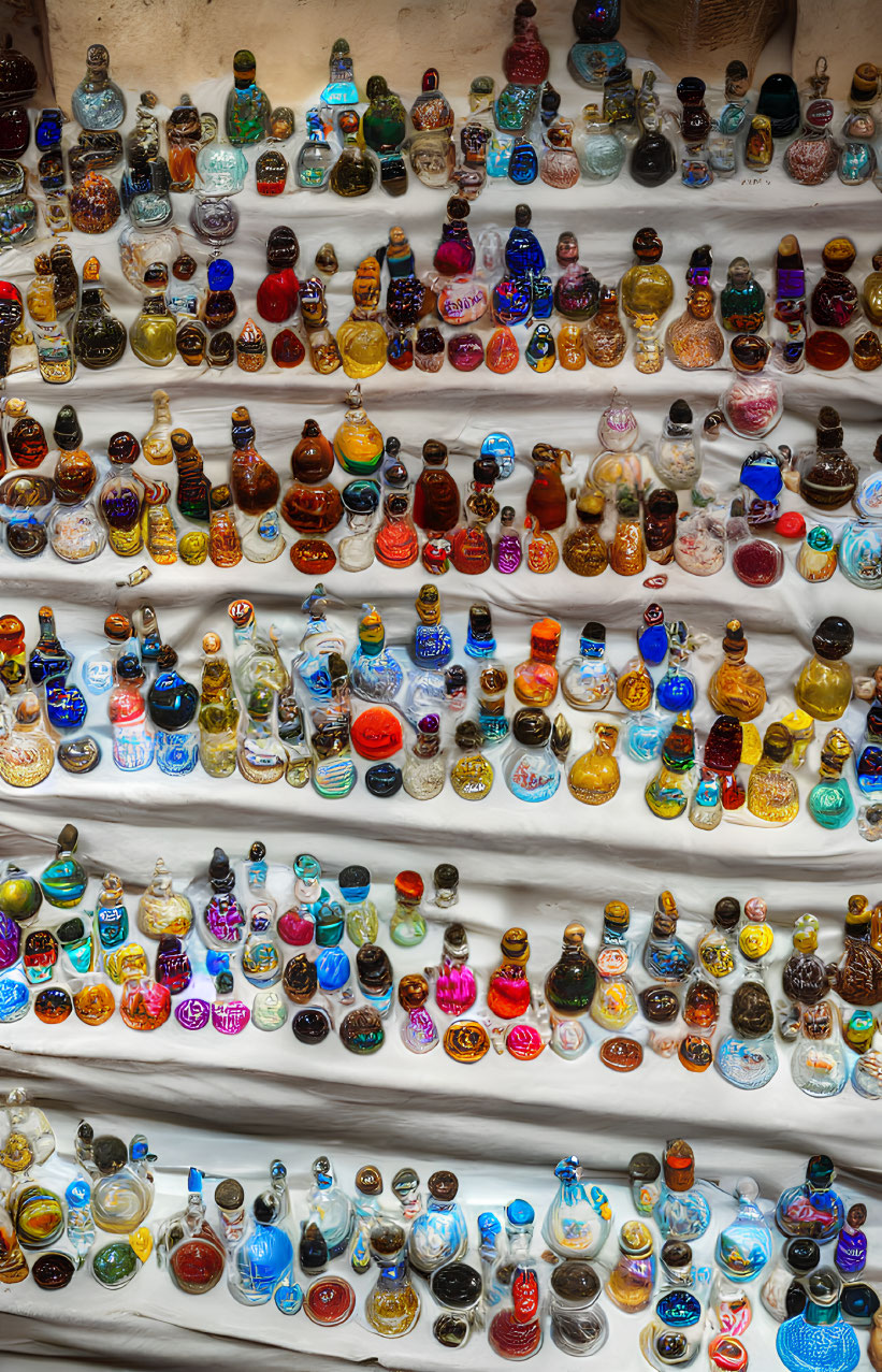 Vibrant Glass Bottles in Various Shapes and Sizes