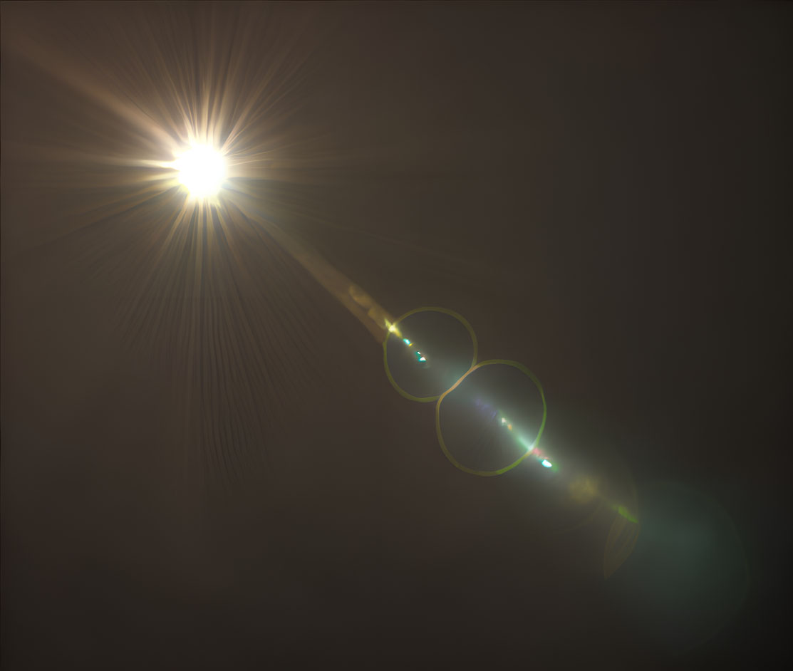 Bright Light Source with Radiating Rays and Lens Flare Effects