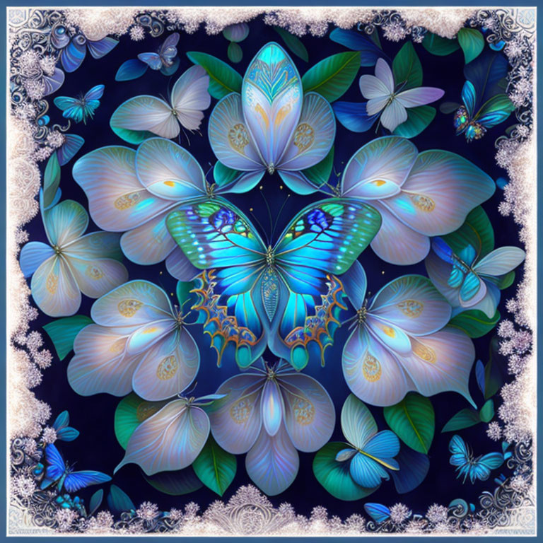 Intricate Butterfly Mandala Pattern on Dark Background