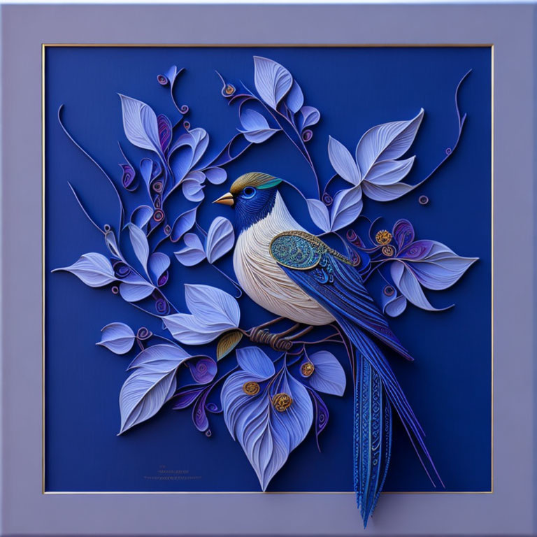 Detailed Artwork of a Bird with Paper Quilling Techniques