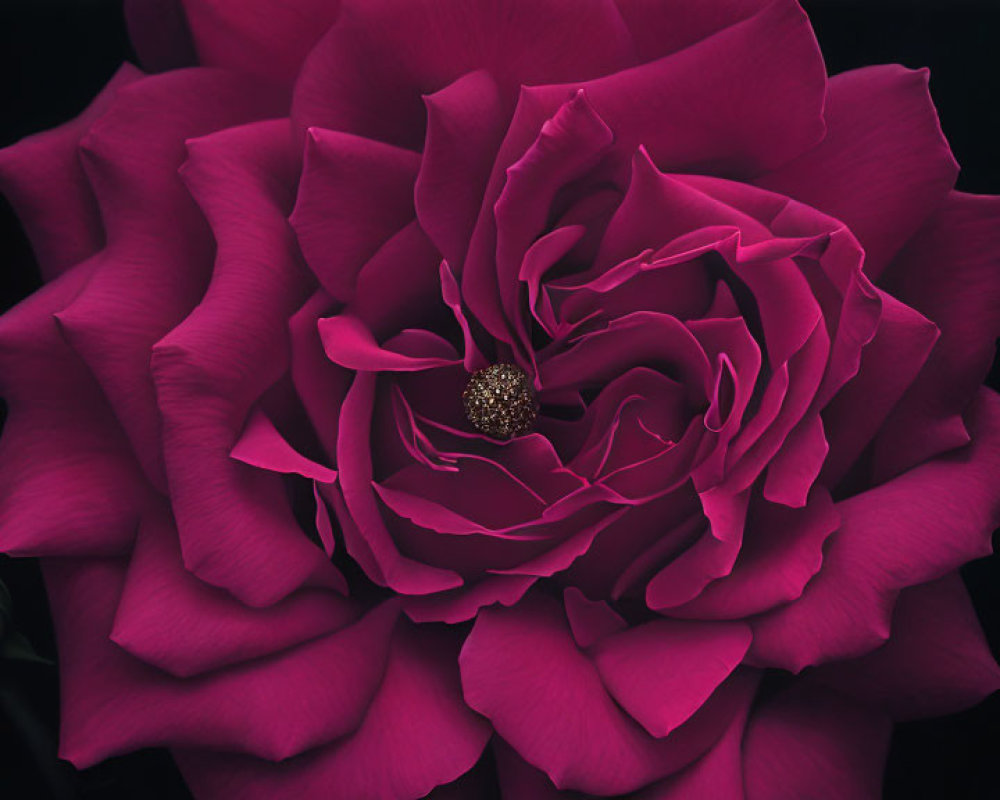 Detailed Close-Up of Vibrant Pink Rose with Intricate Petals on Dark Background