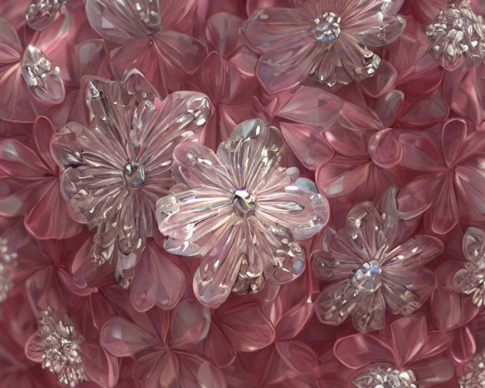 Delicate pink and silver flower sphere on red background