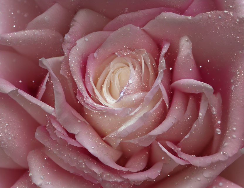 Pink Rose with Water Droplets: Close-Up View