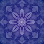 Symmetrical Blue Mandala with Layered Petals and Glowing Orbs