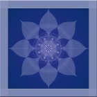 Symmetric blue flower digital art in 3D effect on purple background