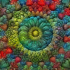 Colorful Flower Mosaic Artwork with Detailed Patterns