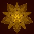 Symmetrical golden flower in cosmic digital art