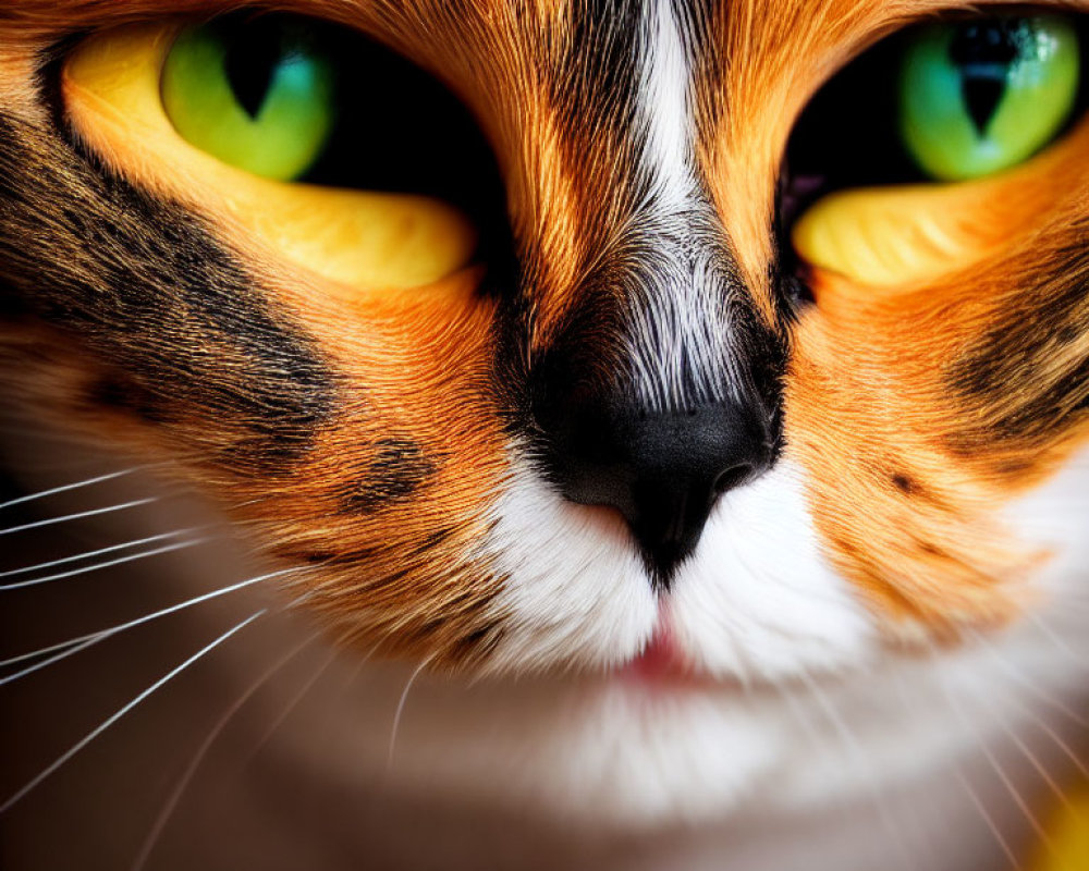 Cat with Striking Green Eyes and Vibrant Fur Pattern