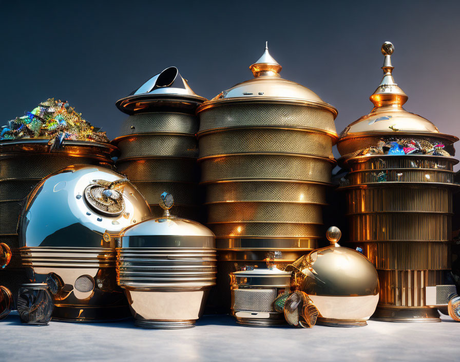 Sleek Metallic Kitchenware: Futuristic Design with Intricate Details