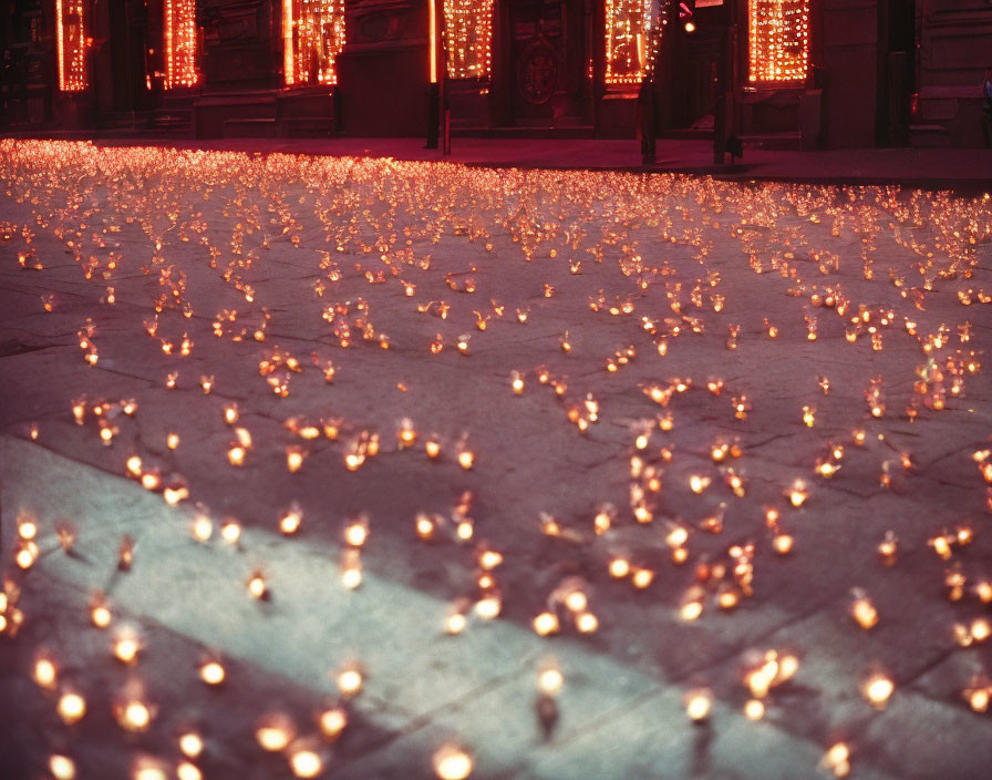 Twilight scene with countless small lights on ground