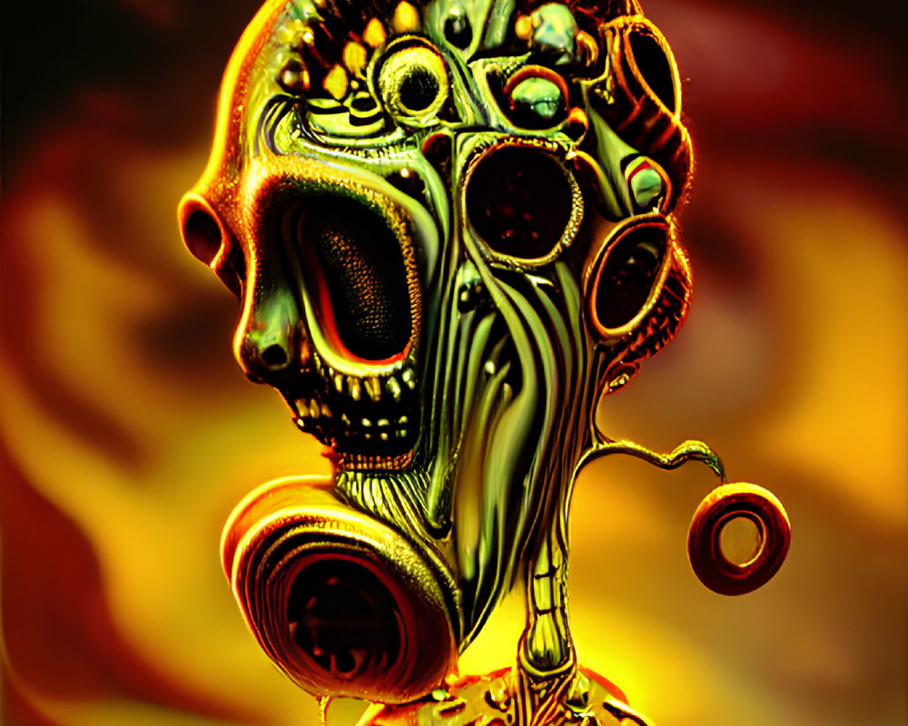 Surreal humanoid figure in abstract digital art