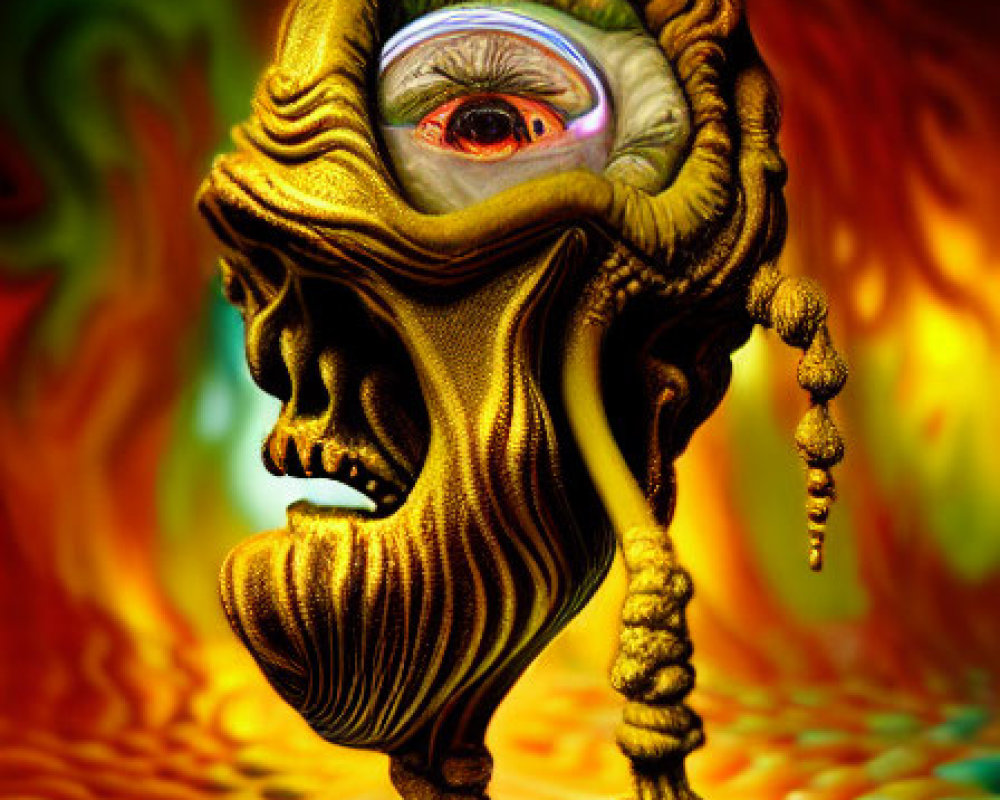 Abstract Surreal Figure with Single Eye in Vibrant Digital Art