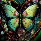 Colorful Butterfly Artwork with Ornate Wings on Dark Background